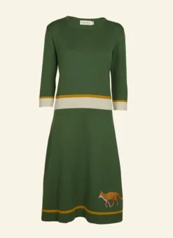Best Otti 2-Piece - Green Embroidered Fox Knitted Top and Skirt Women Knitwear
