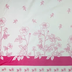 New Pink and White Roses Fabric - Cotton Twill Fabric By The Metre | Vintage Children's Fabric