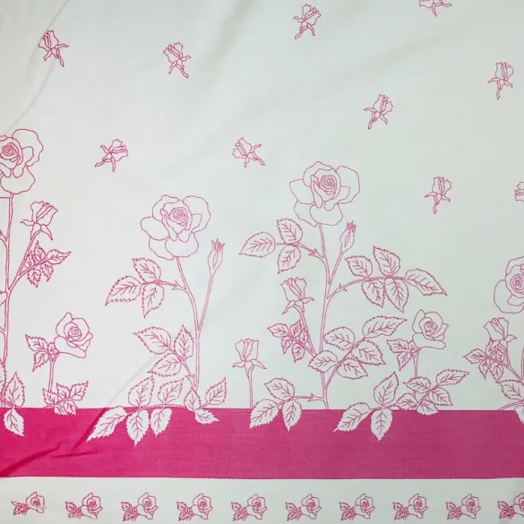 New Pink and White Roses Fabric - Cotton Twill Fabric By The Metre | Vintage Children's Fabric