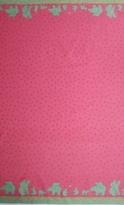 Best Pink/Green Polar Bear Fabric - Oilcloth Fabric By The Metre | Vintage Children's Fabric