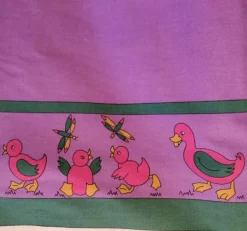 Best Plum Puddle Ducks Fabric - Cotton Twill Fabric By The Metre | Vintage Children's Fabric