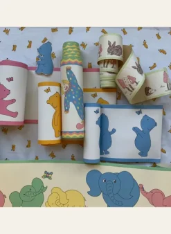 New Poppy - Elephants (Pastel) - Wallpaper Border - 10m Kids Children's Homeware
