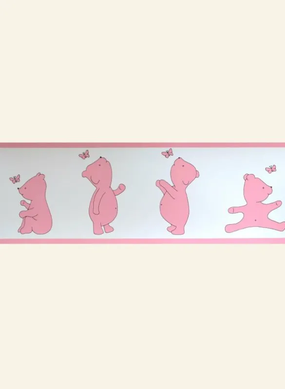 Store Poppy - Wallpaper Border - 10m - Pink Bears Kids Children's Homeware