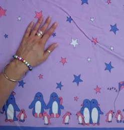 Clearance Remnant - 115cm - Lilac Penguin Fabric - Cotton twill Fabric Fabric Remnants