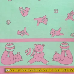 Best Sale Remnant - 150cm - Mint Green Bear Fabric Remnants