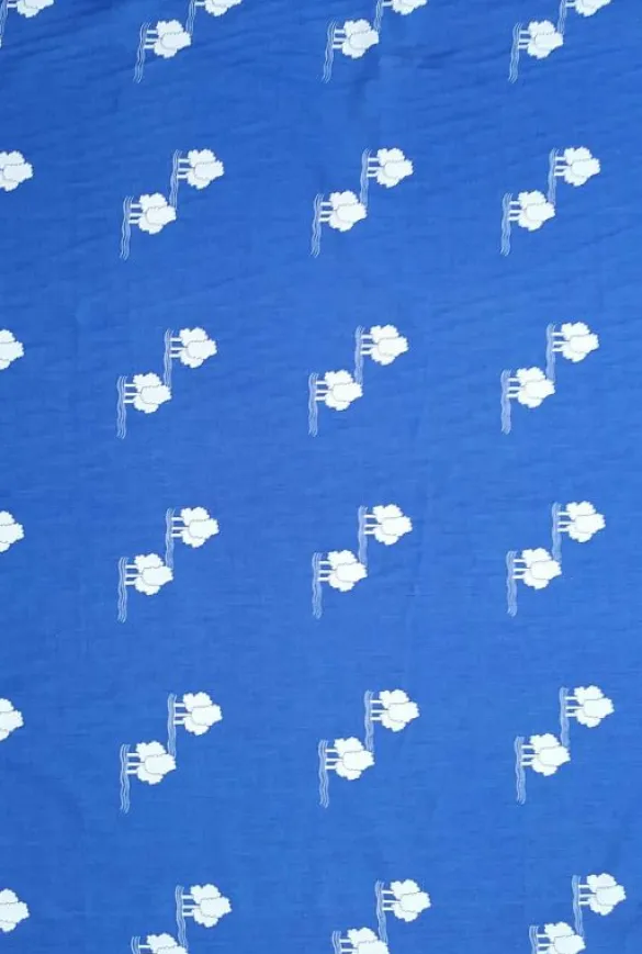 Flash Sale Remnant -100cm Blue Trees Fabric - Cotton Fabric Remnants