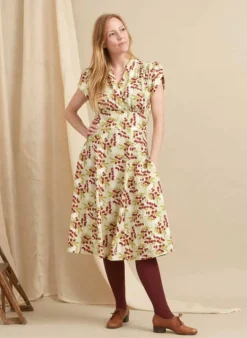 New Rita - Cream Damson Dress Women Dresses