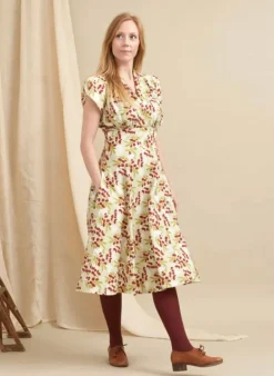 New Rita - Cream Damson Dress Women Dresses