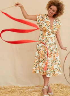 Fashion Rita - Ivory Spirals Dress Women Dresses