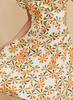 Fashion Rita - Ivory Spirals Dress Women Dresses