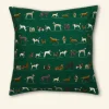 Clearance Simple Cushion Cover - Green Porcelain Dogs Cushion Covers