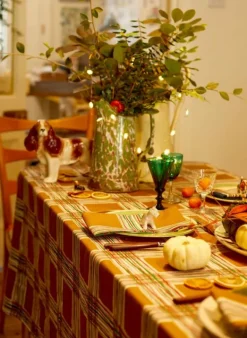 Cheap Table Cloth - Mustard Checks Dining