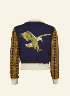 Hot Vera Embroidered Cardigan - Navy Flying Eagle Women Knitwear