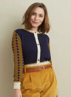 Hot Vera Embroidered Cardigan - Navy Flying Eagle Women Knitwear
