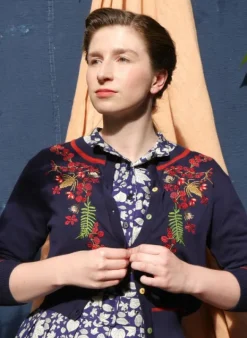 Flash Sale Vera Embroidered Cardigan - Navy Berries Women Knitwear