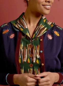 Sale Vera Embroidered Cardigan - Navy Bugs Women Knitwear
