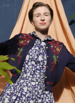 Flash Sale Vera Embroidered Cardigan - Navy Berries Women Knitwear