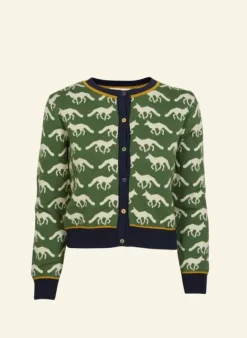 Shop Vera Jacquard Cardigan - Green Fox Women Knitwear