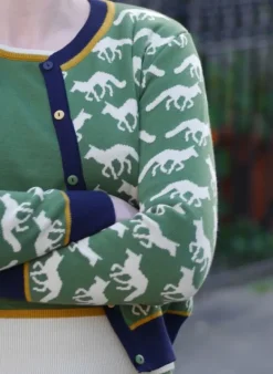 Shop Vera Jacquard Cardigan - Green Fox Women Knitwear