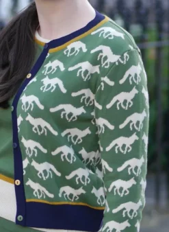 Shop Vera Jacquard Cardigan - Green Fox Women Knitwear