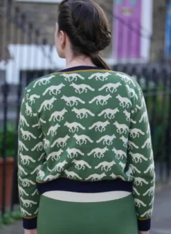 Shop Vera Jacquard Cardigan - Green Fox Women Knitwear