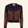 Best Sale Vera Jacquard Cardigan - Navy Slide Women Knitwear