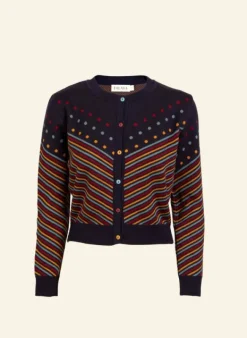 Best Sale Vera Jacquard Cardigan - Navy Slide Women Knitwear