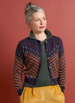 Best Sale Vera Jacquard Cardigan - Navy Slide Women Knitwear