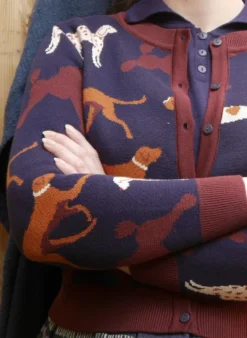 Shop Vera Jacquard Cardigan - Navy Woof Women Knitwear