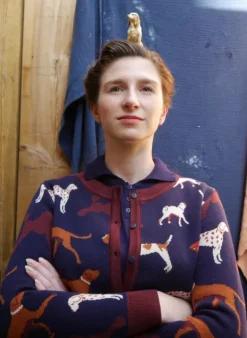 Shop Vera Jacquard Cardigan - Navy Woof Women Knitwear