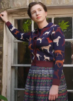 Shop Vera Jacquard Cardigan - Navy Woof Women Knitwear