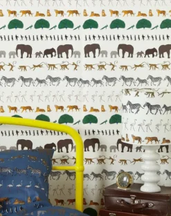 Cheap Wallpaper - Ivory Walking Zoo Kids Children's Homeware