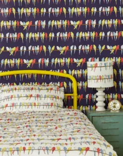 Flash Sale Wallpaper - Navy Budgies Kids Children's Homeware