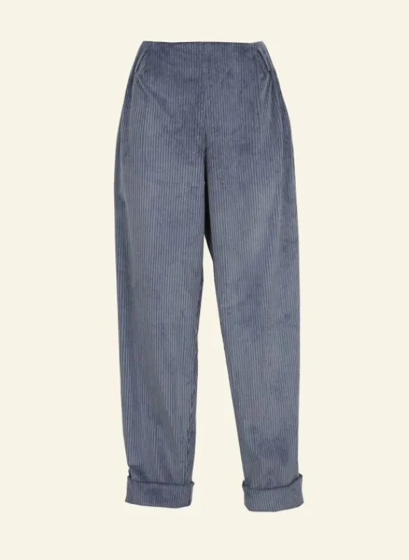 Sale Wilma - Chalk Blue Corduroy Trousers Women Trousers