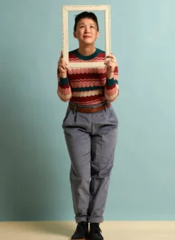 Sale Wilma - Chalk Blue Corduroy Trousers Women Trousers