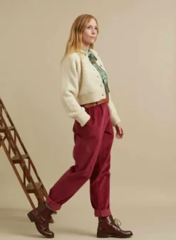 Fashion Wilma - Cherry Corduroy Trousers Women Trousers