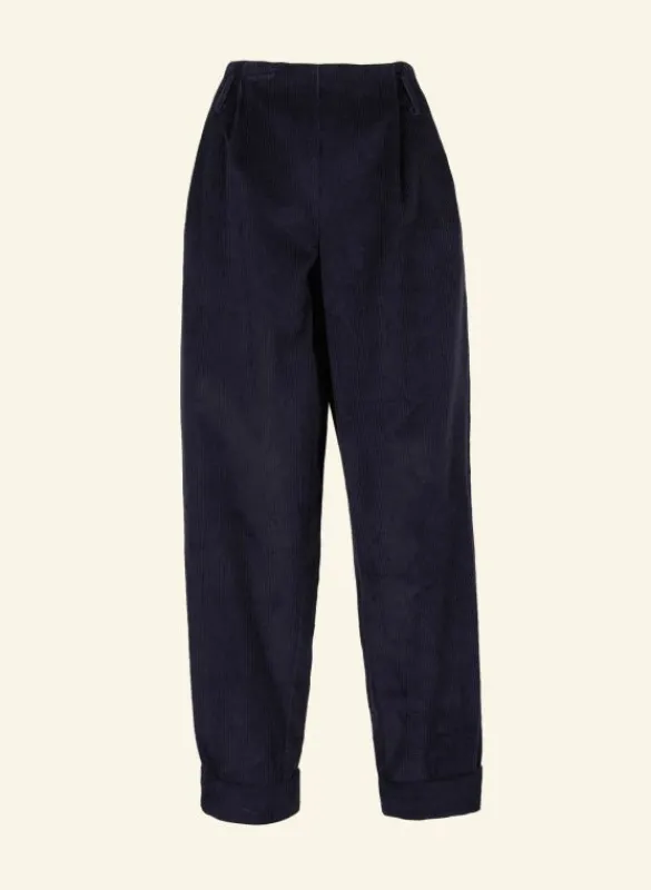 New Wilma - Navy Corduroy Trousers Women Trousers