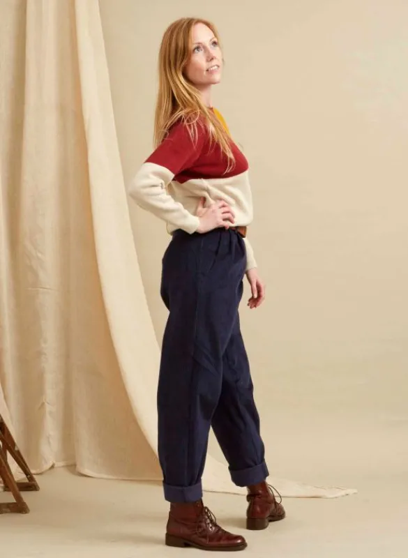 New Wilma - Navy Corduroy Trousers Women Trousers